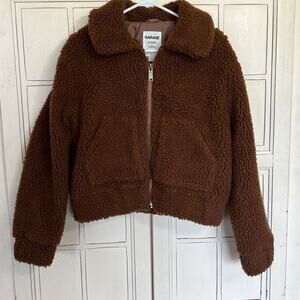 Garage size XS brown fleece teddy jacket coat